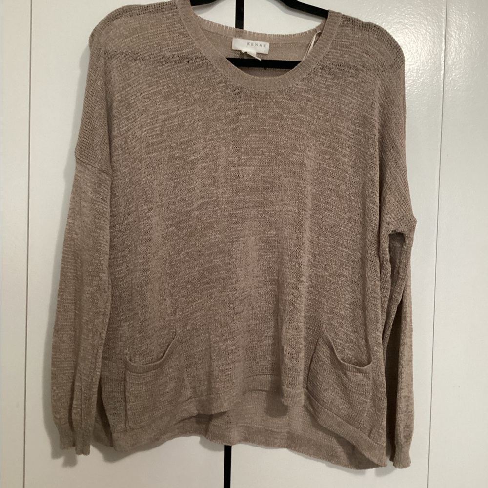 Kenar taupe loose see through knit sweater